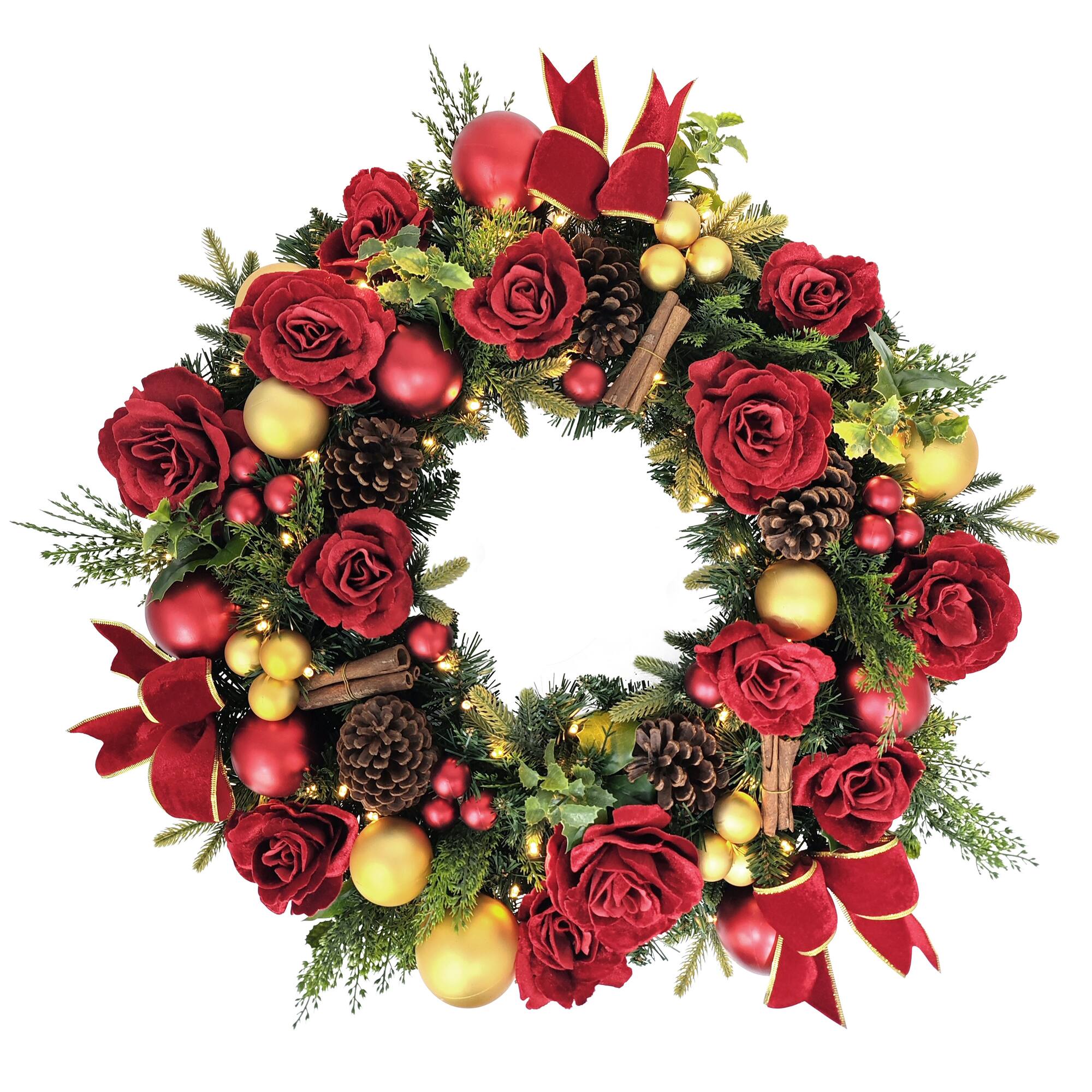 26" Pre-Lit LED Adorned Artificial Christmas Wreath